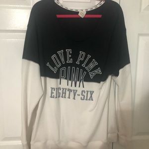 PINk black and white sweatshirt